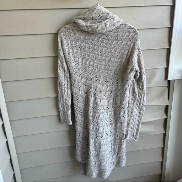 Autumn Cashmere Cardigan Size S Eyelet Chunky Knit Open Mid Length Open Beige - Picture 2 of 5